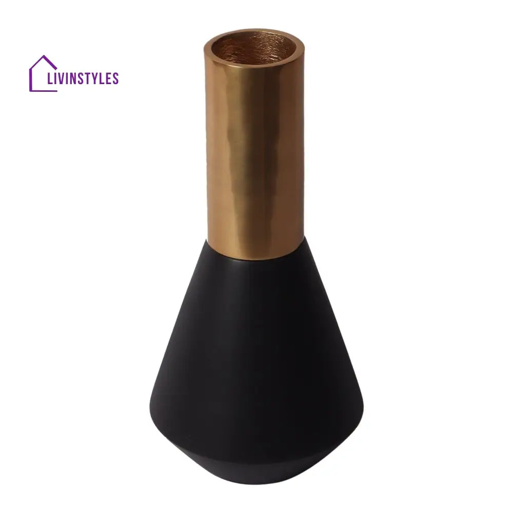 Matt Gold And Black Aluminum Deidra Table Vase