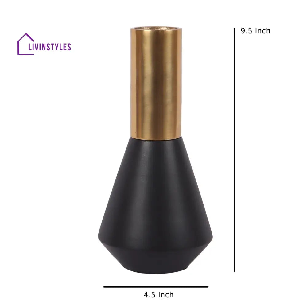 Matt Gold And Black Aluminum Deidra Table Vase