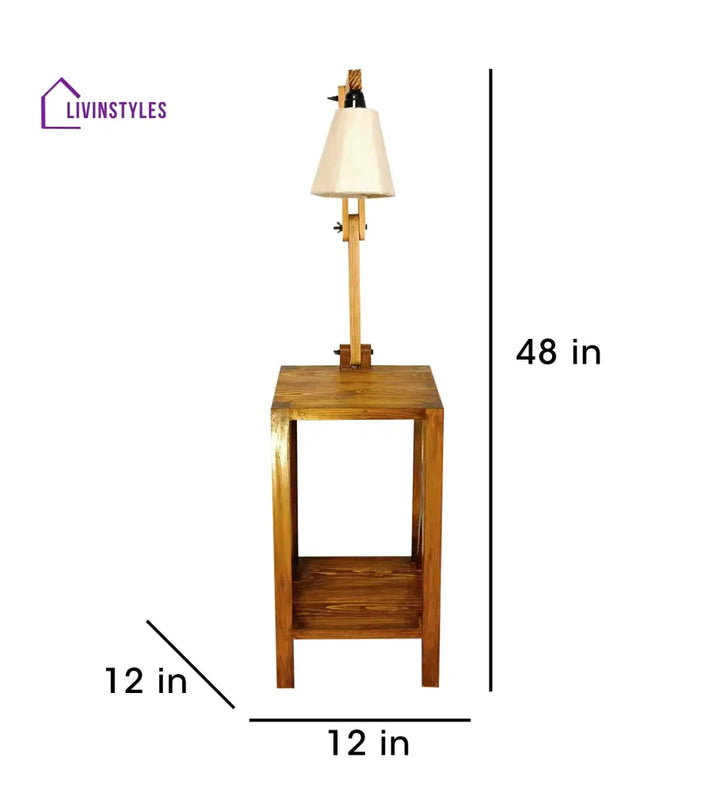 Maurice Wooden Floor Lamp With Brown Base And Jute Fabric Lampshade Lamps