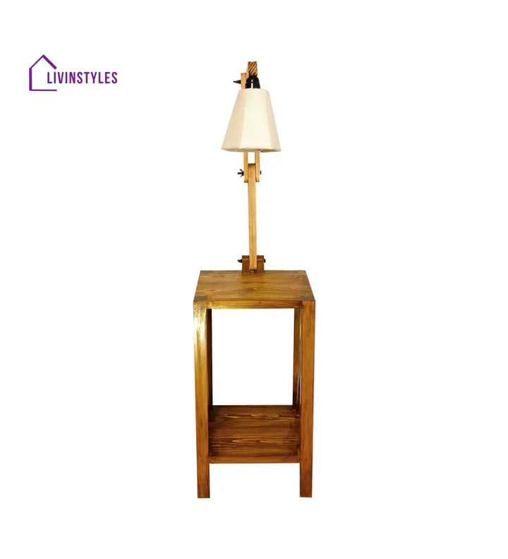 Maurice Wooden Floor Lamp With Brown Base And Jute Fabric Lampshade Lamps