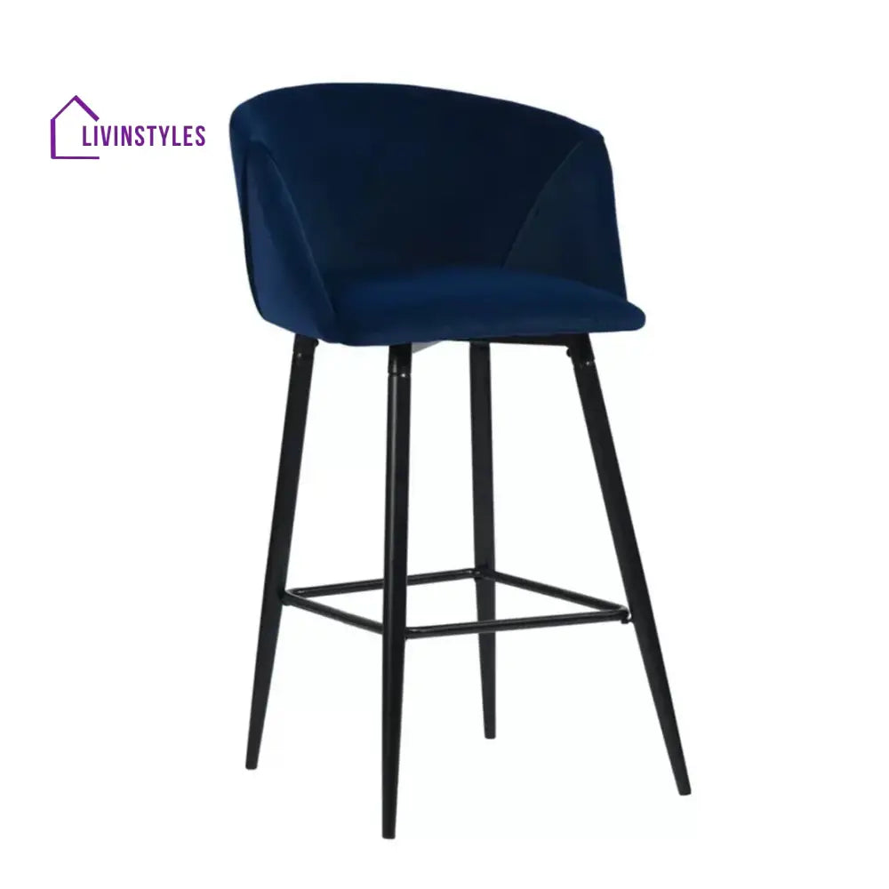 Luxurious Comfy Velvet Counter Bar Chair / Long Set Of-1 Blue