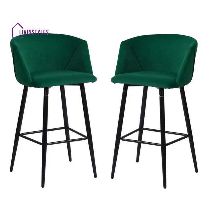 Luxurious Comfy Velvet Counter Bar Chair / Long Set Of-1 Green