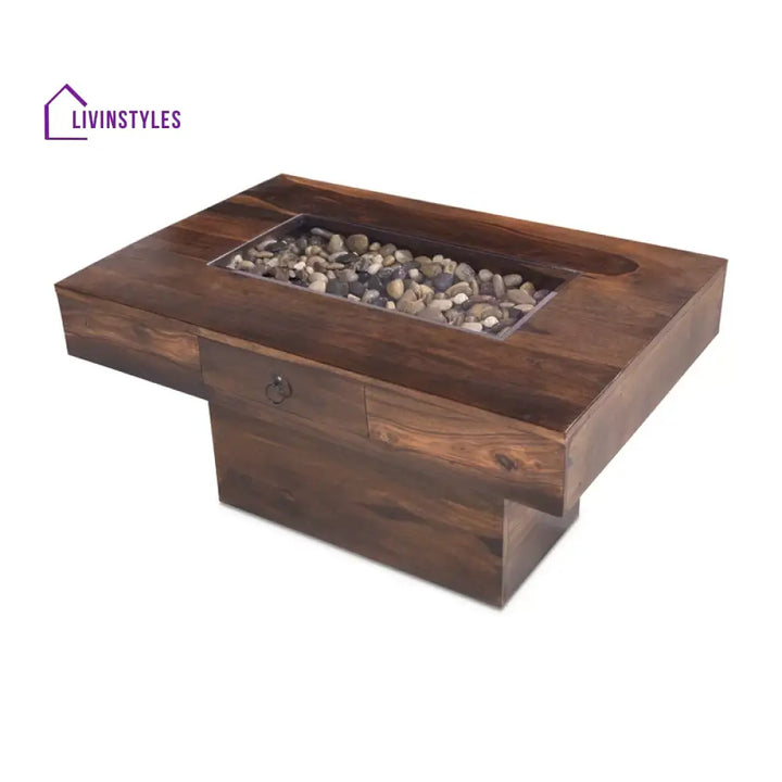 Meera Solid Wood Coffee Table With Storage Console