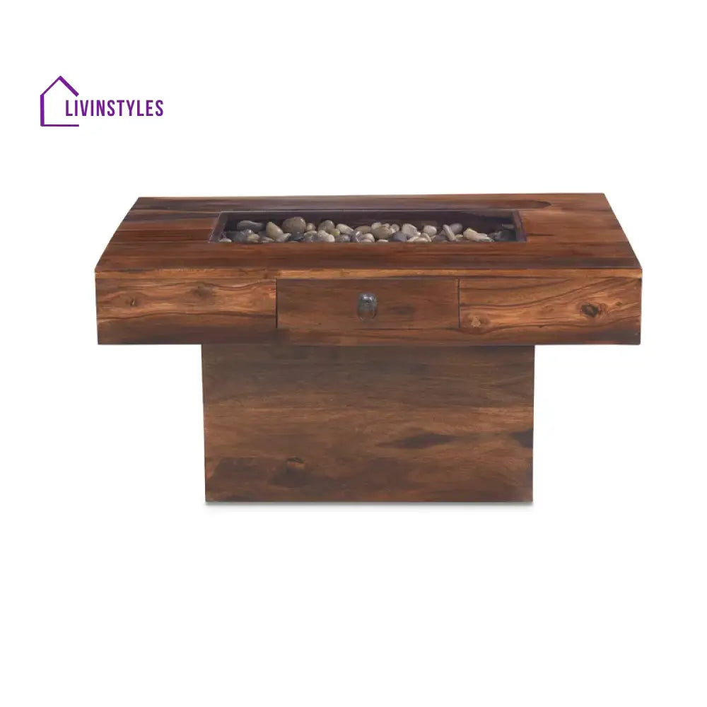 Meera Solid Wood Coffee Table With Storage Console