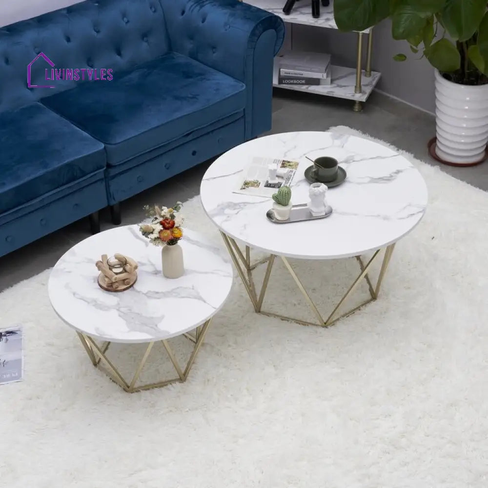 Megan Metal And Marble Top Coffee Table