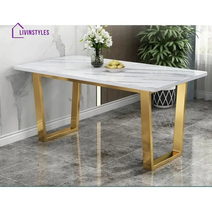 Modern Rectangle White Marble Dining Table