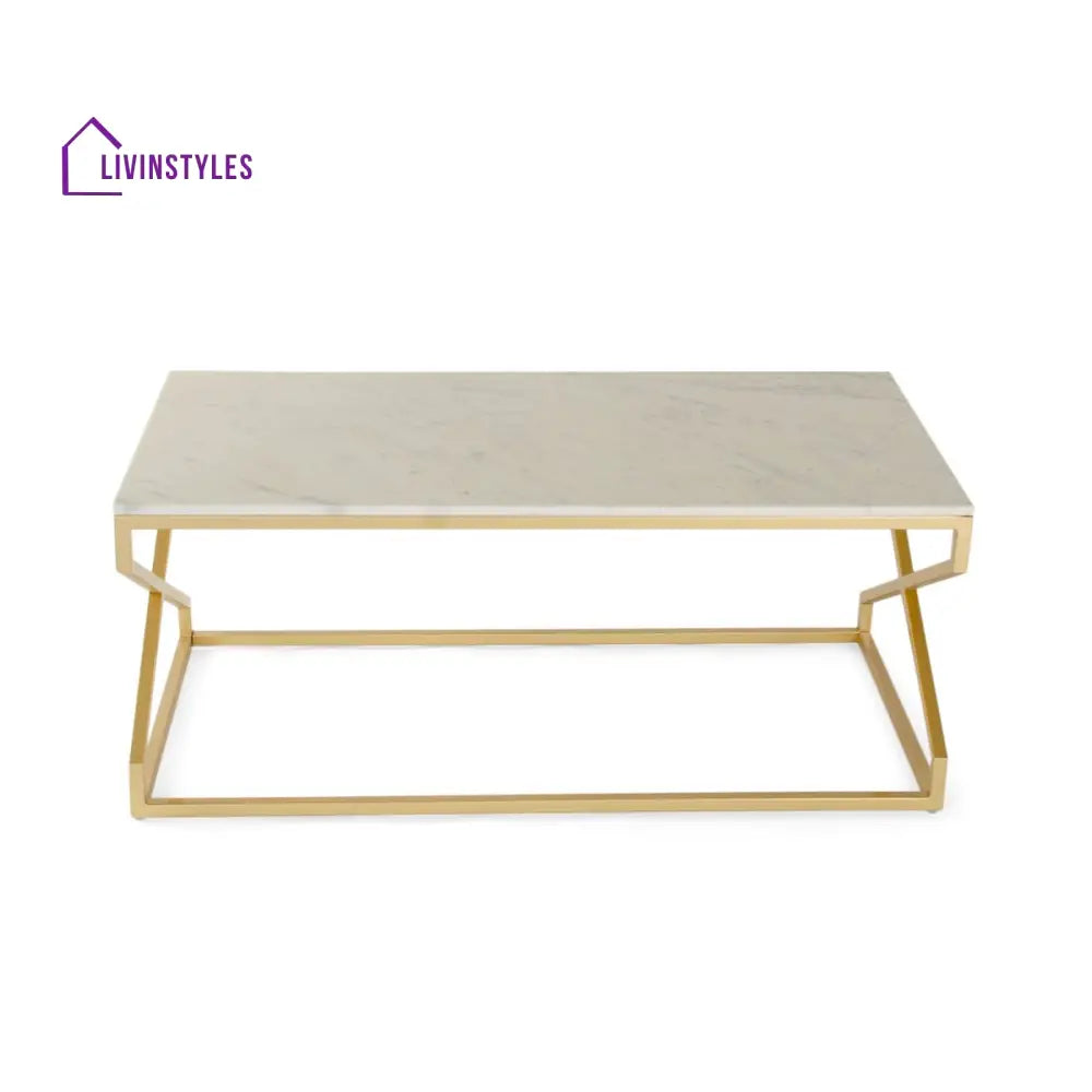 Melbourne Marble Coffee Table In Gold Finish