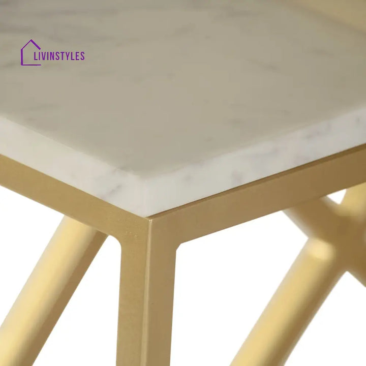 Melbourne Marble Nesting Table In Gold Finish (Set Of 3)