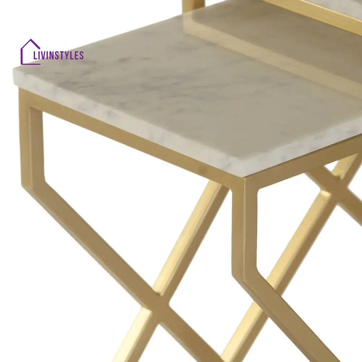 Melbourne Marble Nesting Table In Gold Finish (Set Of 3)