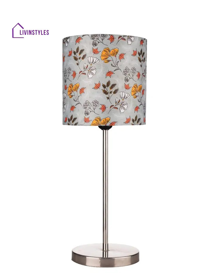 Metal Chrome Finish Lamp With Multicolor Gardenia Shade