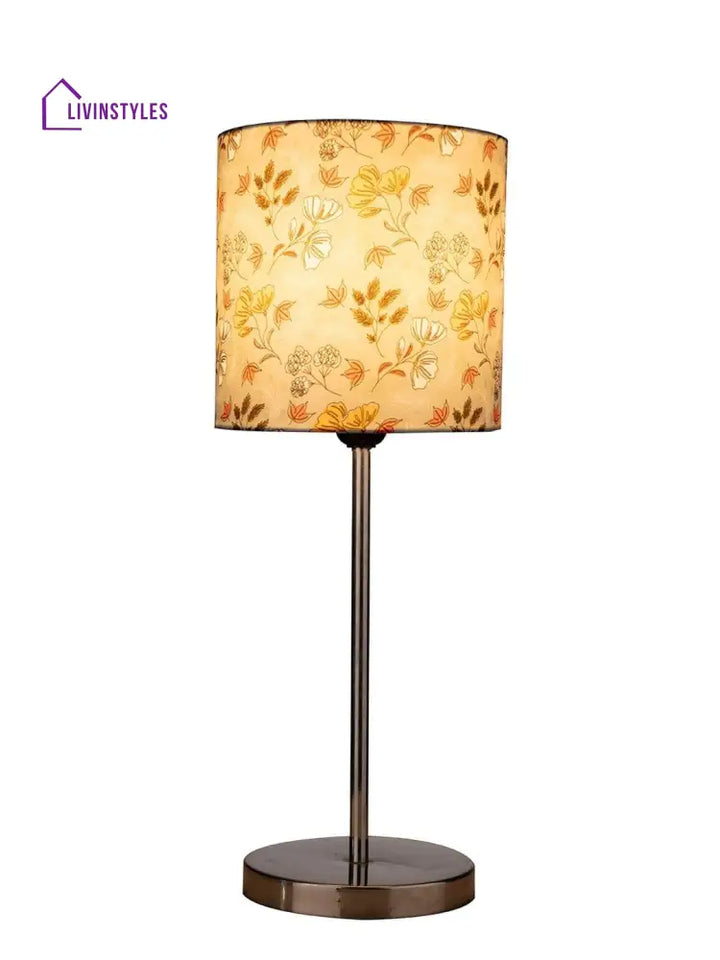 Metal Chrome Finish Lamp With Multicolor Gardenia Shade