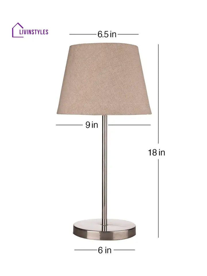 Metal Chrome Finish Lamp With Smare Taper Brown Shade