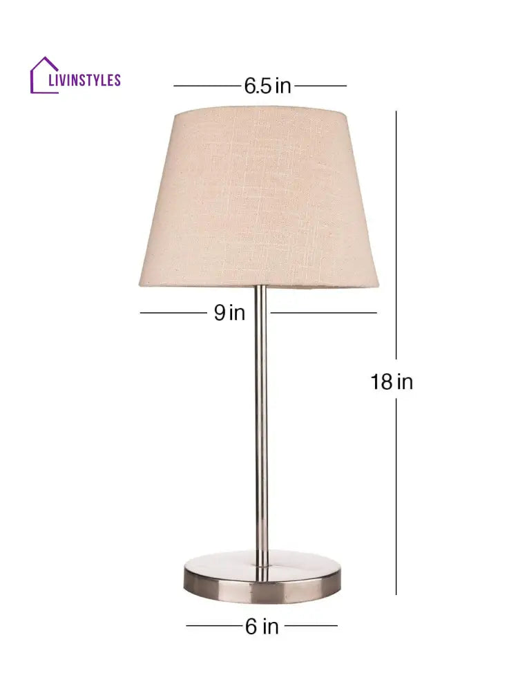 Metal Chrome Finish Lamp With Smare Taper White Shade