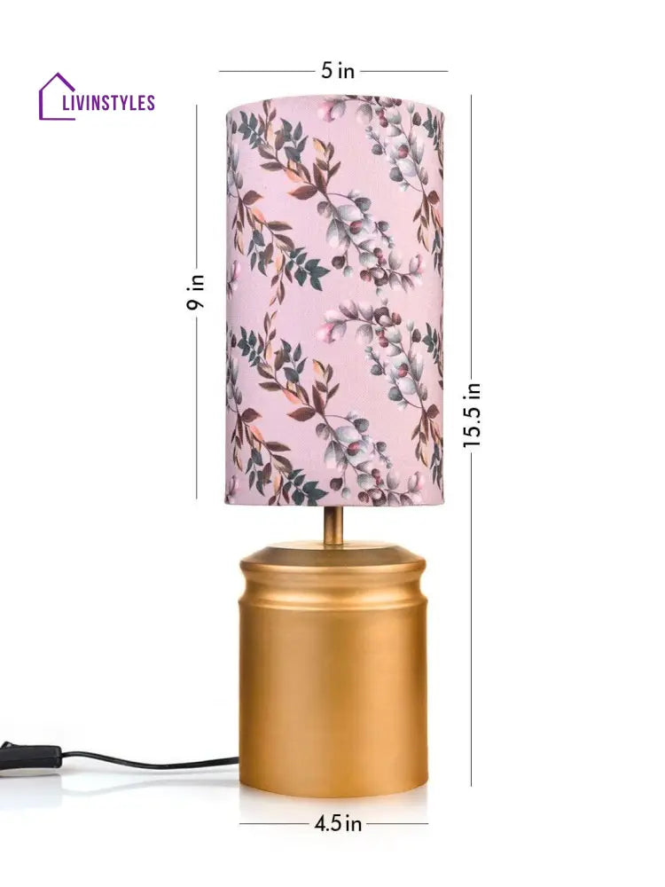 Metal Golden Table Lamp With Creeper Print Shade