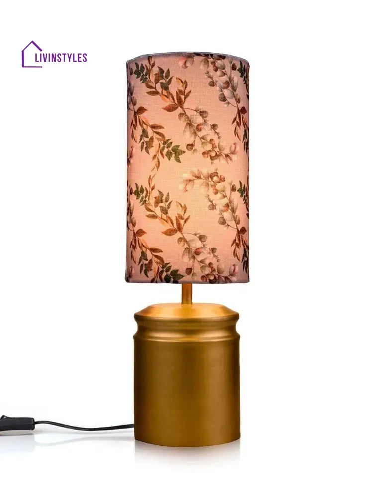 Metal Golden Table Lamp With Creeper Print Shade