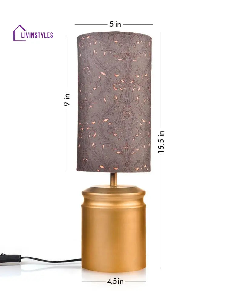 Metal Golden Table Lamp With Dark Forest Shade