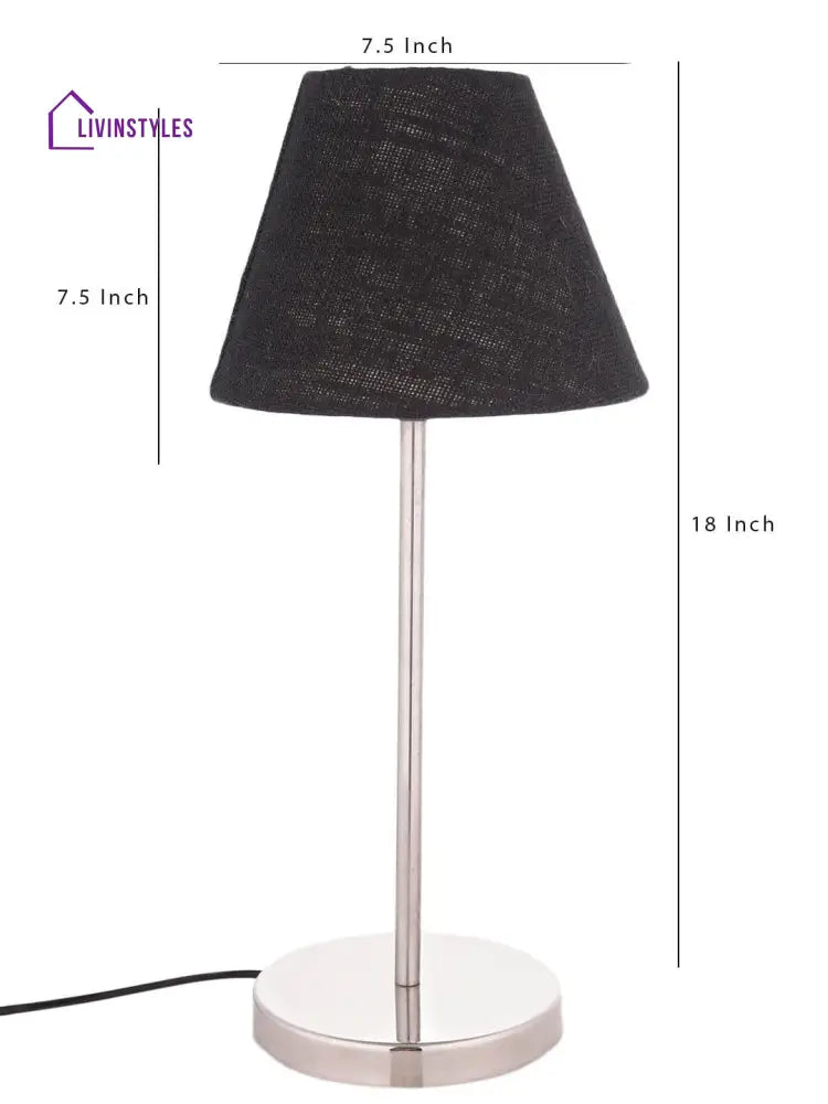 Metal Table Lamp With Black Jute Shade