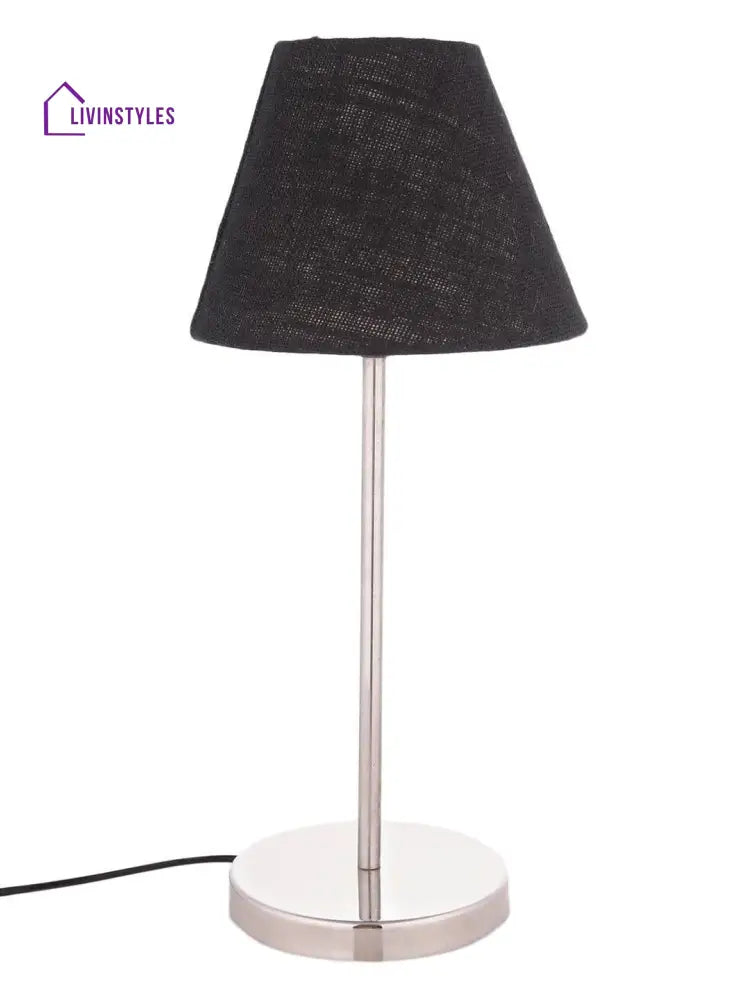 Metal Table Lamp With Black Jute Shade