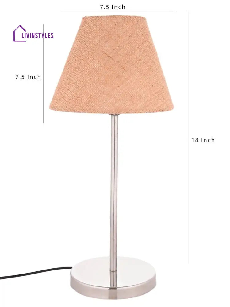 Metal Table Lamp With Brown Jute Shade