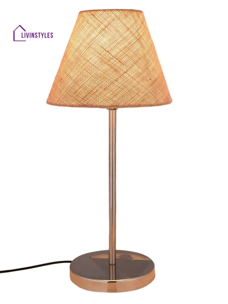 Metal Table Lamp With Brown Jute Shade