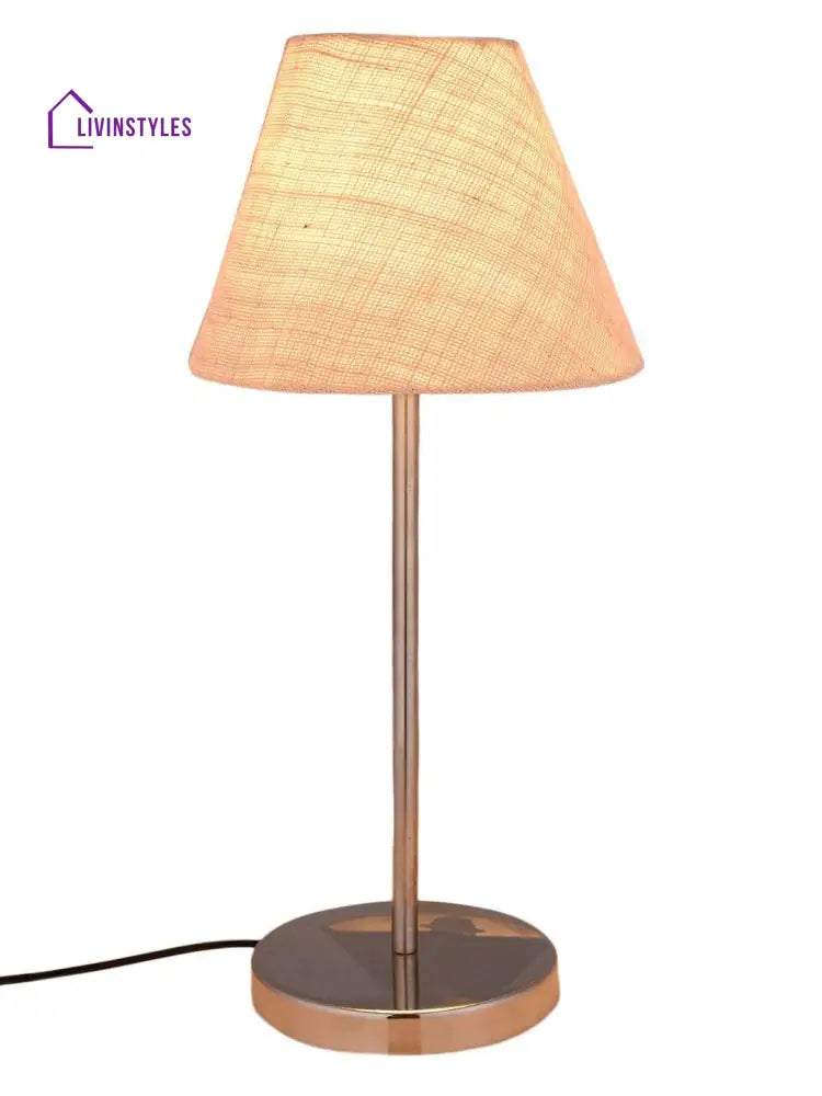 Metal Table Lamp With White Jute Shade