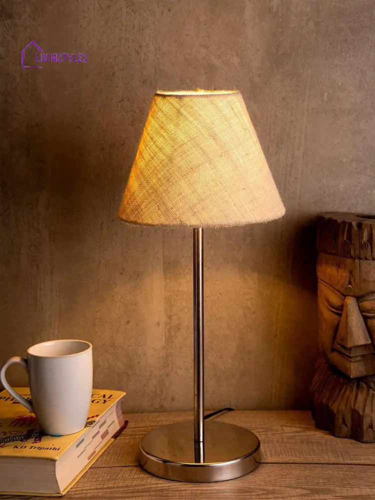 Metal Table Lamp With White Jute Shade