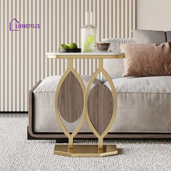 Mia Metal And Marble Top Side Table