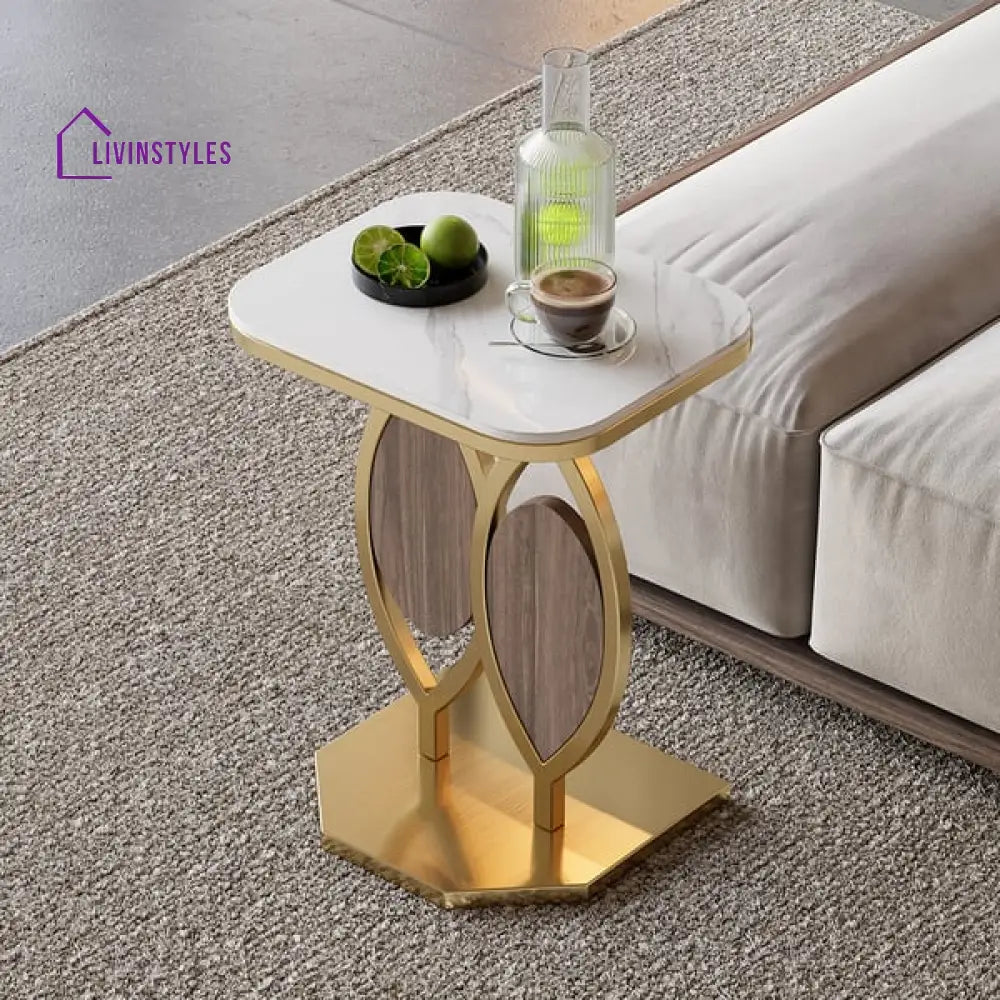 Mia Metal And Marble Top Side Table