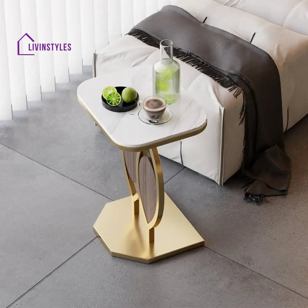 Mia Metal And Marble Top Side Table