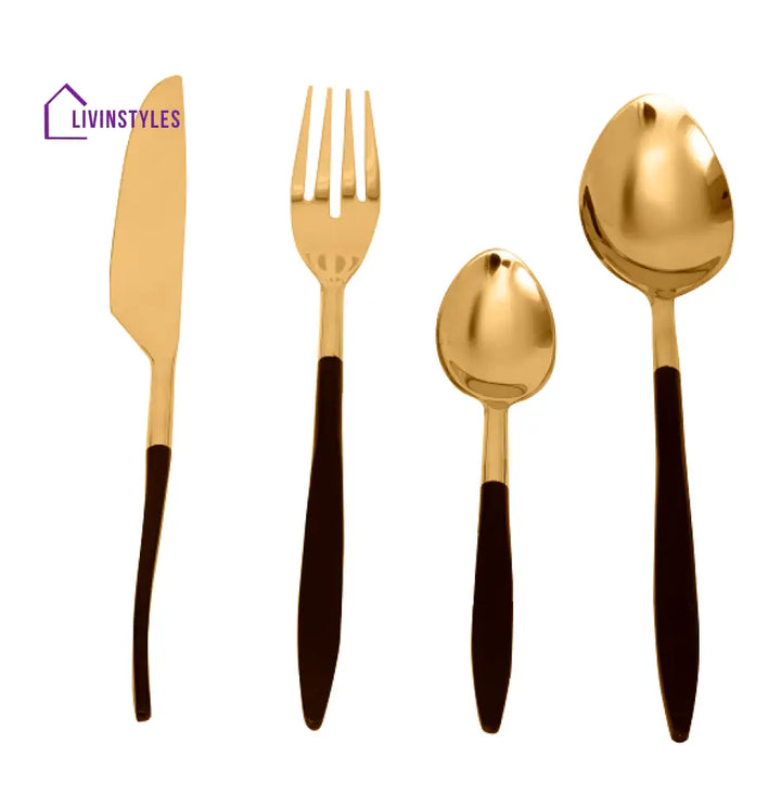 Midnight Opulence Black & Gold Cutlery Set