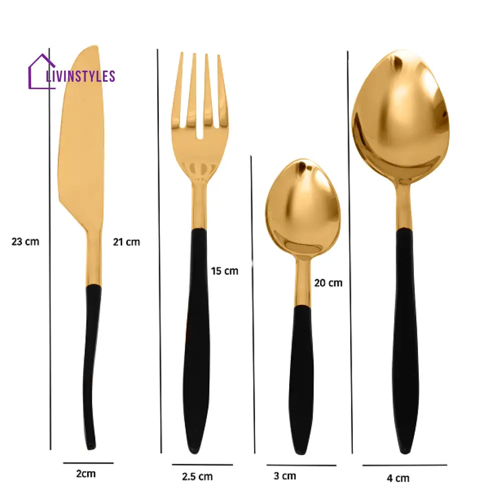 Midnight Opulence Black & Gold Cutlery Set