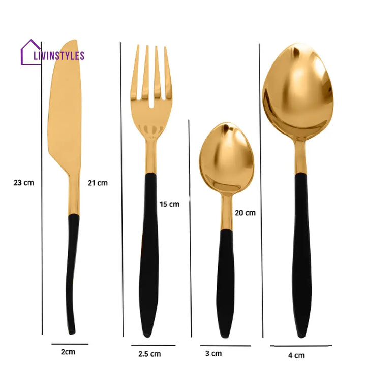 Midnight Opulence Black & Gold Cutlery Set