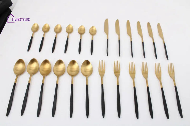 Midnight Opulence Black & Gold Cutlery Set