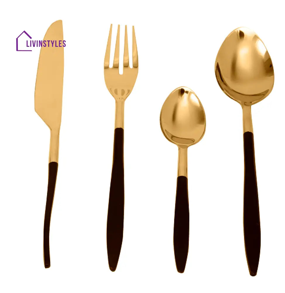 Midnight Opulence Black & Gold Cutlery Set