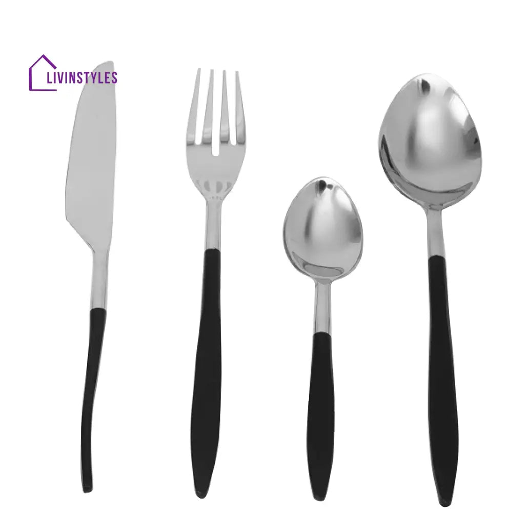 Midnight Opulence Black & Silver Cutlery Set