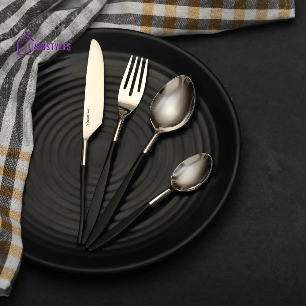 Midnight Opulence Black & Silver Cutlery Set