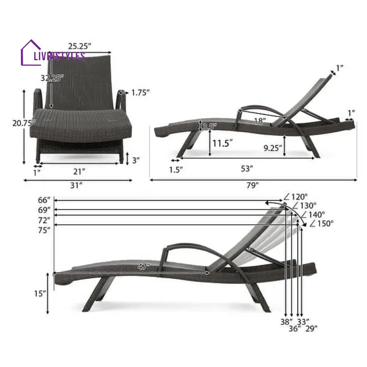 Milano Outdoor Cushioned Lounge Chair - Set Of 2