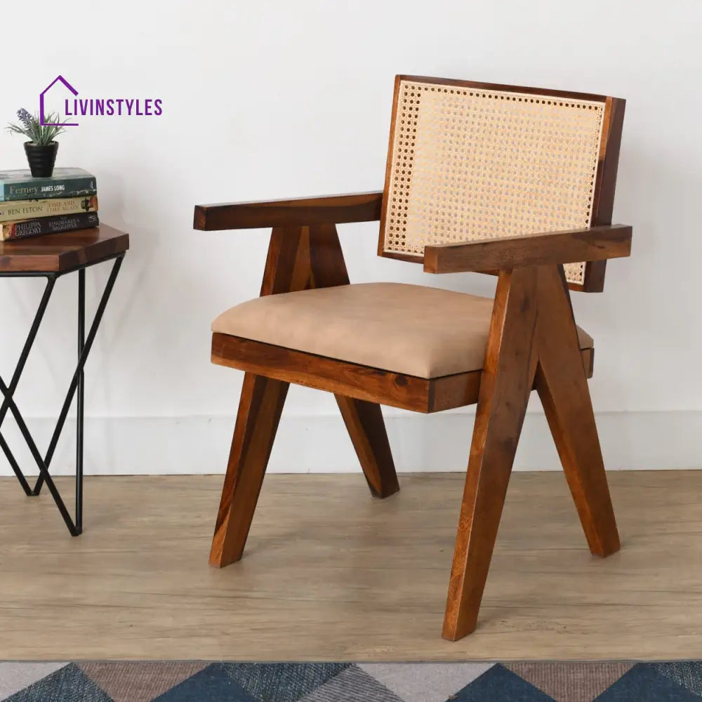 Miloni Sheesham Wood Cane Arm Chair