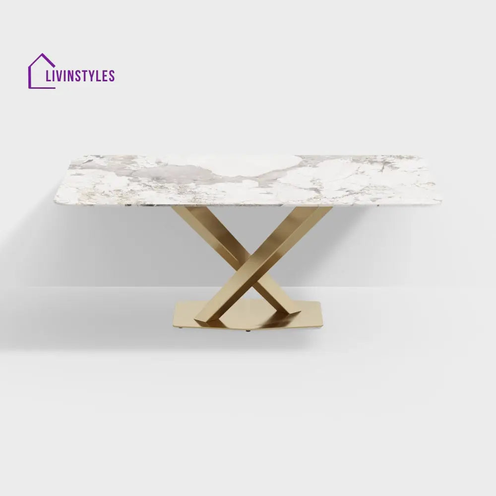 Mimansa Metal Dining Table With Marble Top