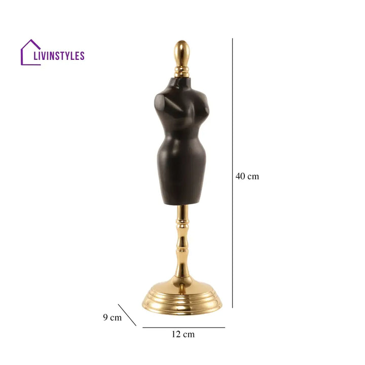 Miniaturised Mannequin In Black Gold Finish Decorative