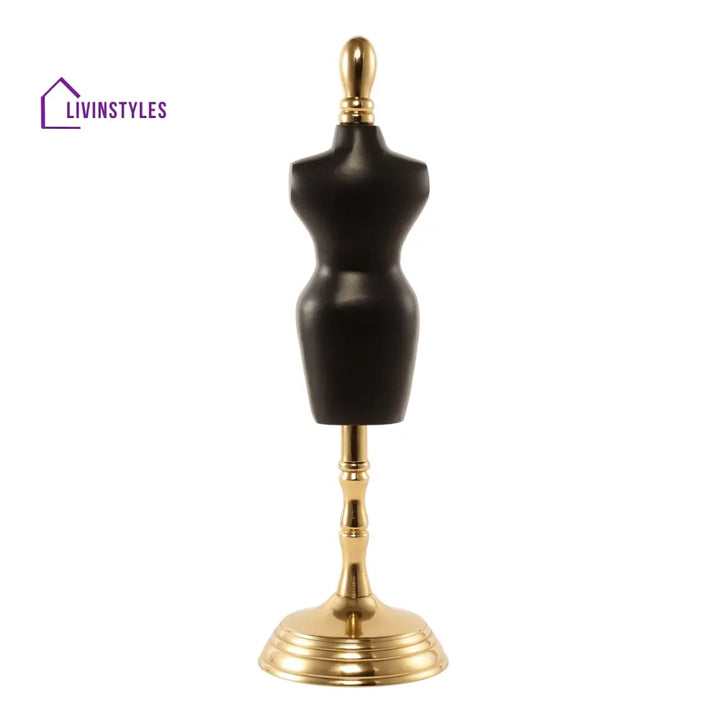 Miniaturised Mannequin In Black Gold Finish Decorative