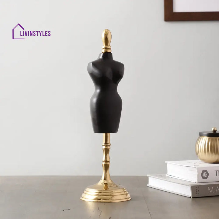 Miniaturised Mannequin In Black Gold Finish Decorative