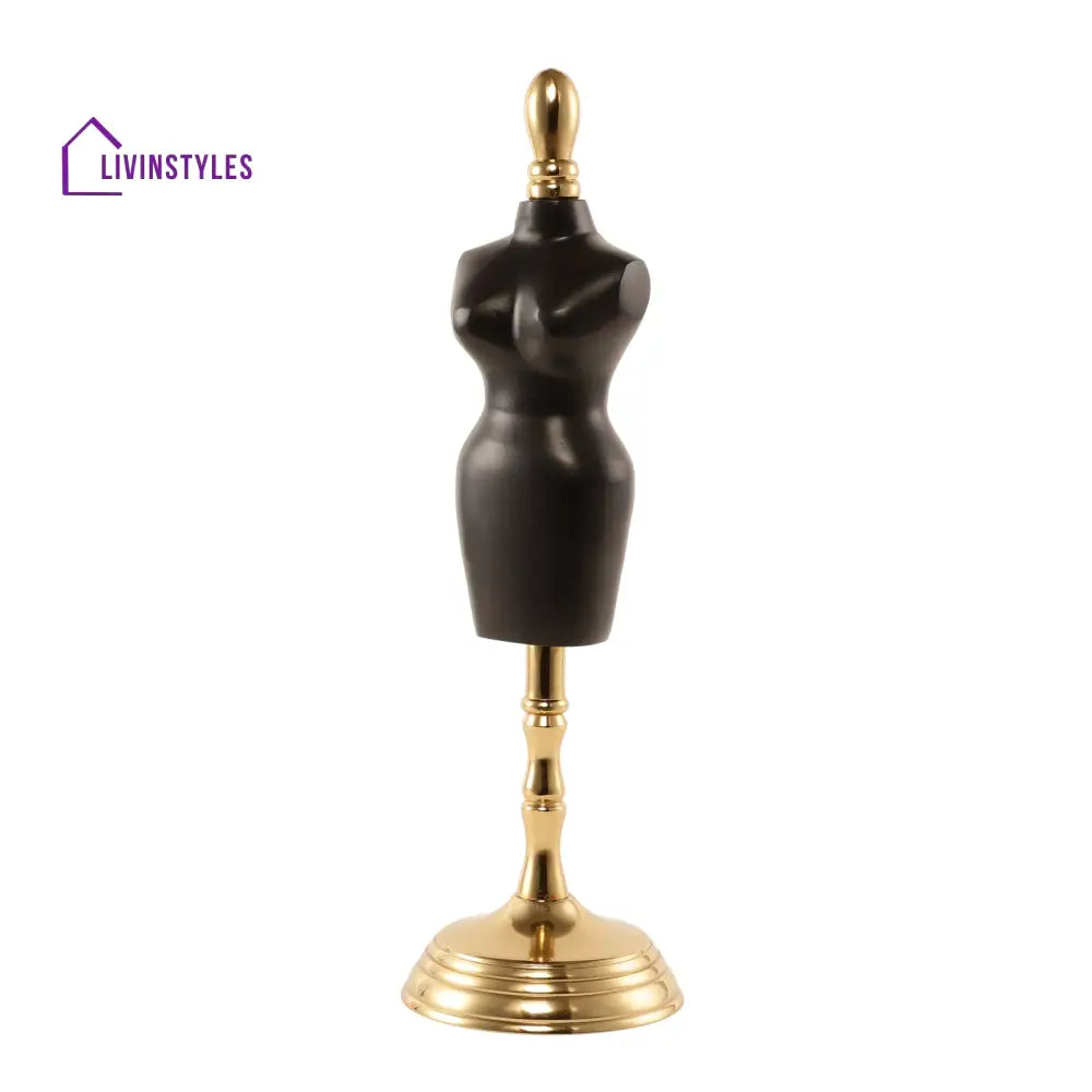 Miniaturised Mannequin In Black Gold Finish Decorative