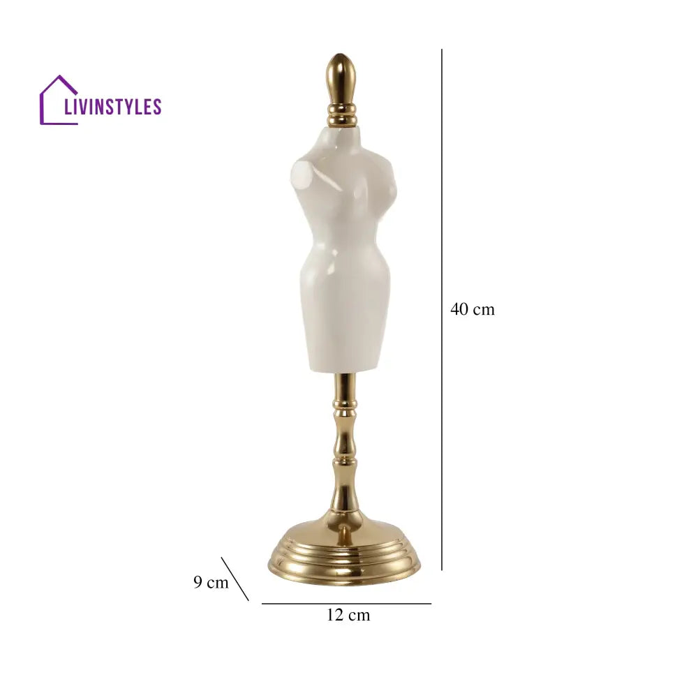 Miniaturised Mannequin In White Gold Finish Decorative7699