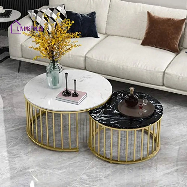 Mira Black And White Coffee Table Set Of 2 Tables