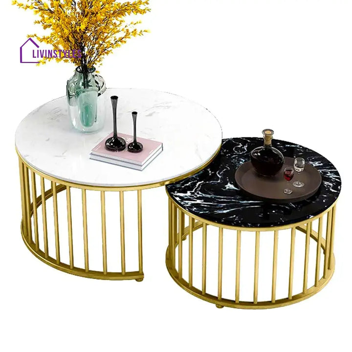 Mira Black And White Coffee Table Set Of 2 Tables