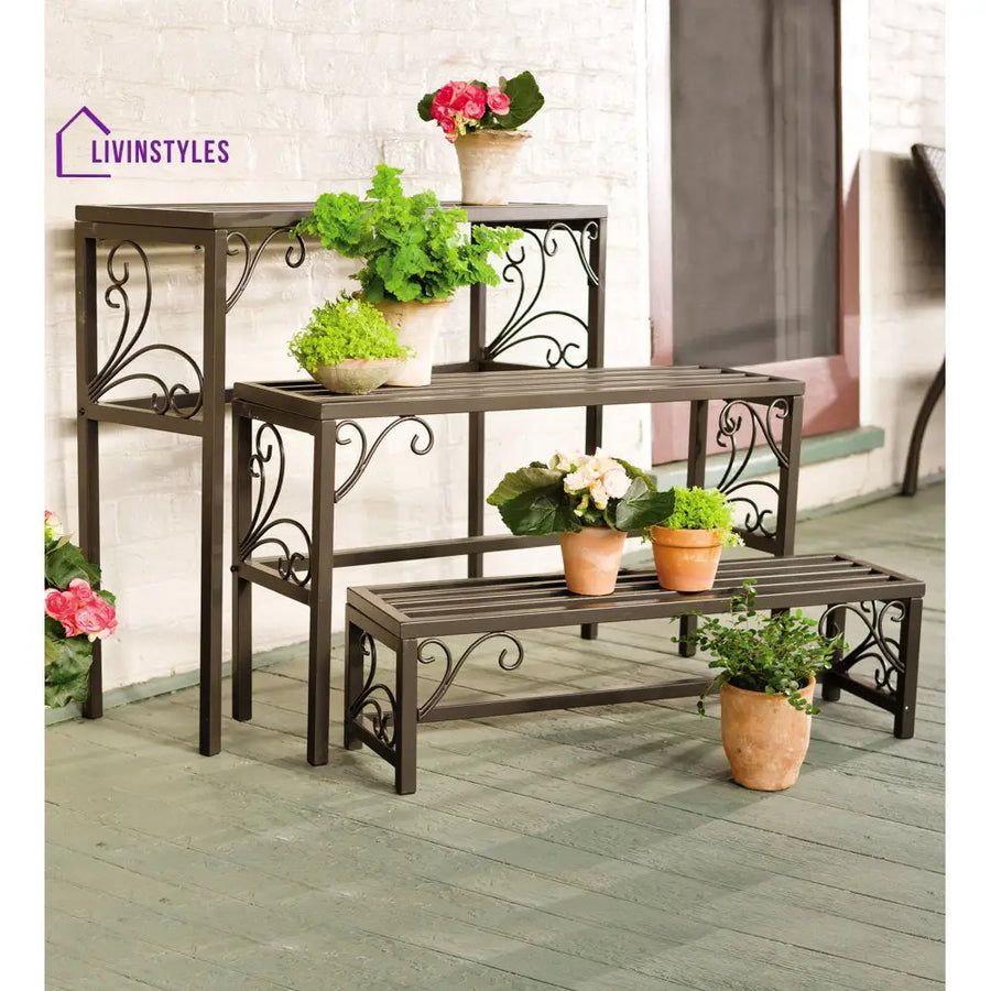 Mitali Metal Black Plant Stand For Balcony