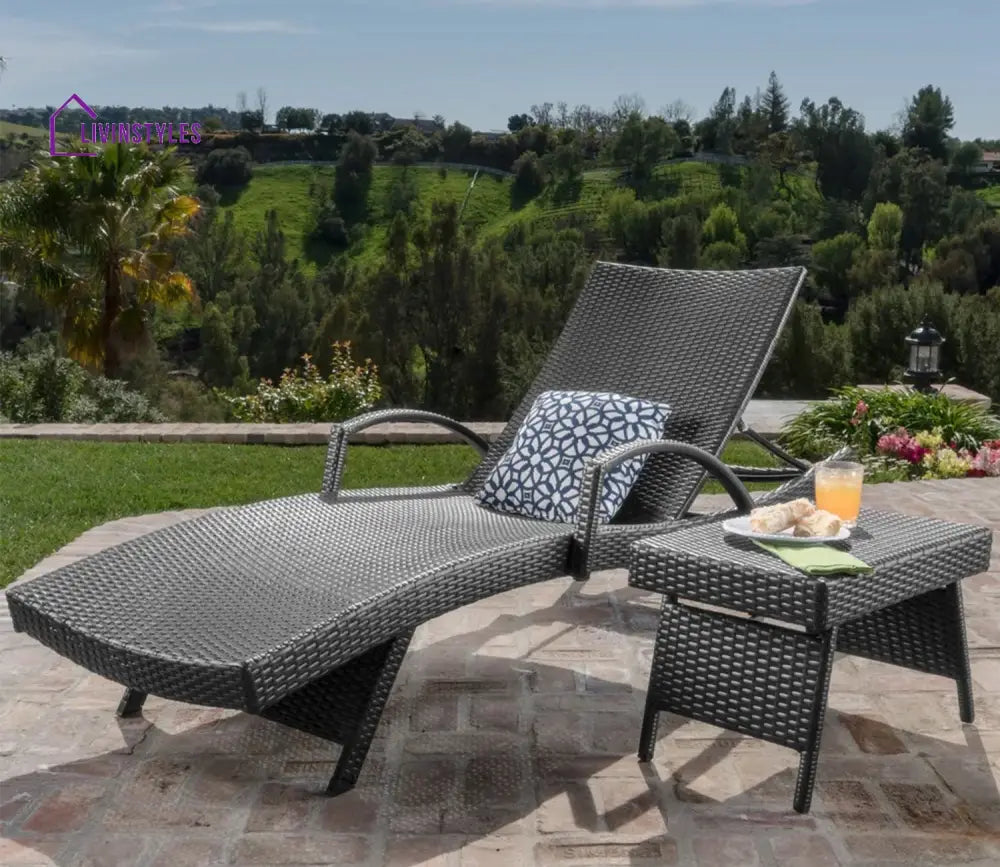 Mitchel Dark Brown Outdoor Lounger With Table