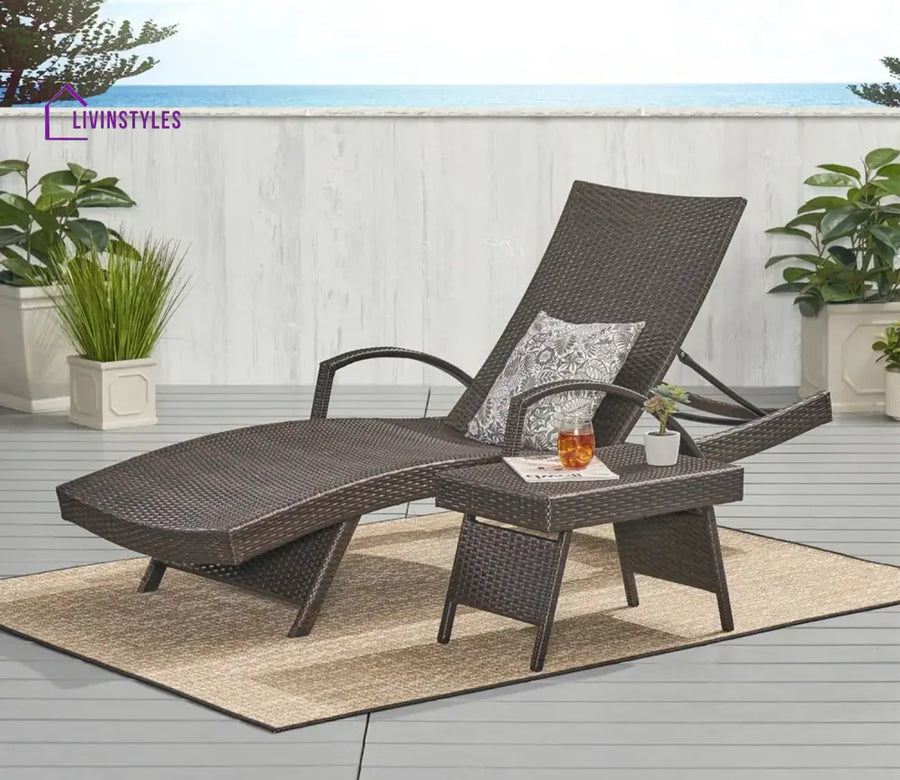 Mitchel Dark Brown Outdoor Lounger With Table