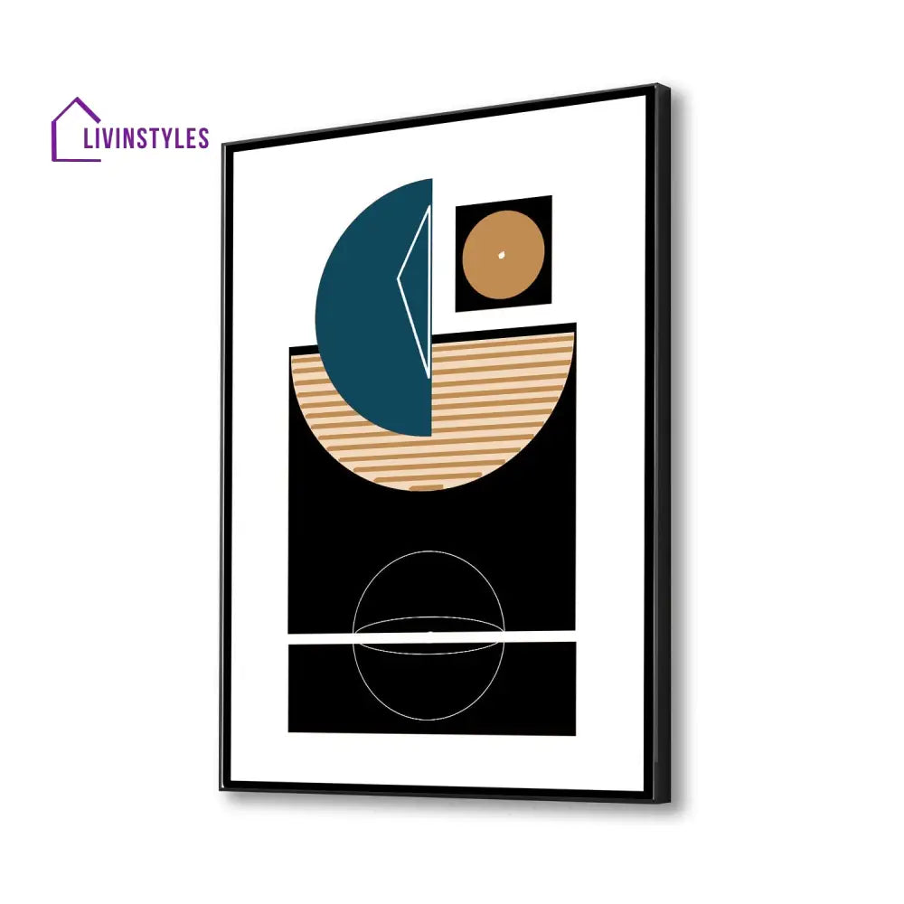 Modern Black And Blue Abstract Canvas Printed Wall Painting 16 X 20 Inch / Floating Frame